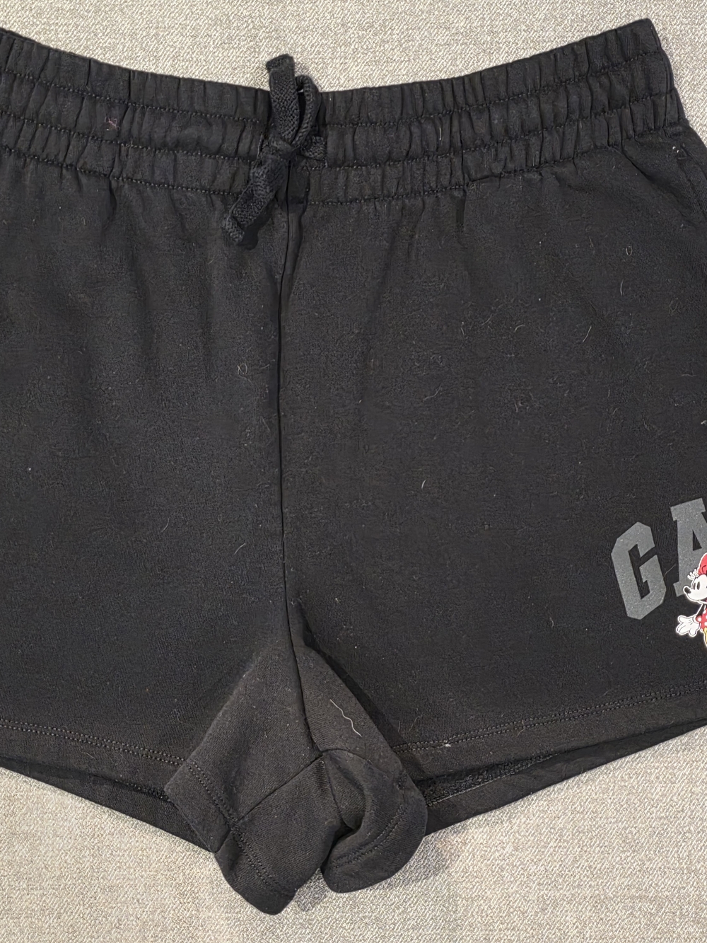 Gap X Disney Black Athletic Drawstring Women's Shorts with Minnie Mouse Accent